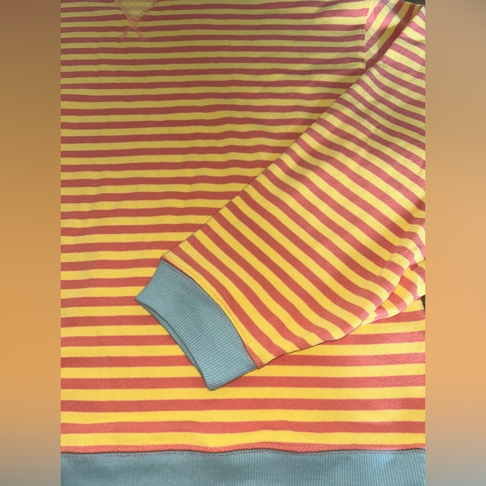 We The Free Classic Striped Oversized Crewneck Yellow Pink Blue Top Rated - Picture 9 of 11